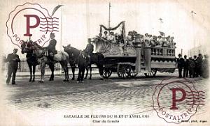 ALGER - BATAILLE DE FLEURS - CHAR DU COMITE - AVRIL 1910